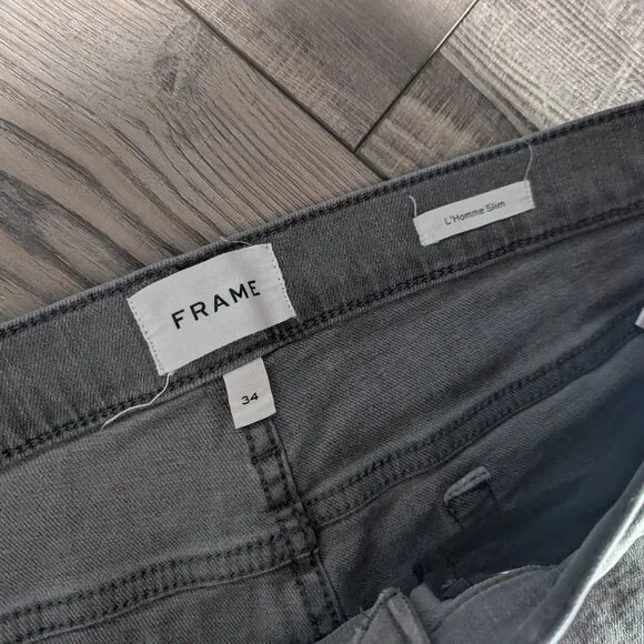 Frame Men's Classic L'homme Casual Dobbin Slim Denim Grey Jeans 34x30 - Picture 9 of 9